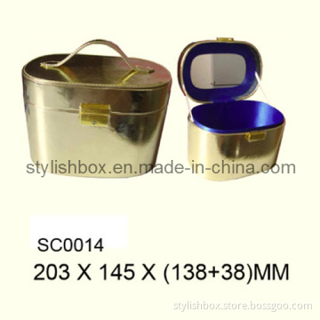 Gold PU Cosmetic Case Beauty Case (SC0014)
